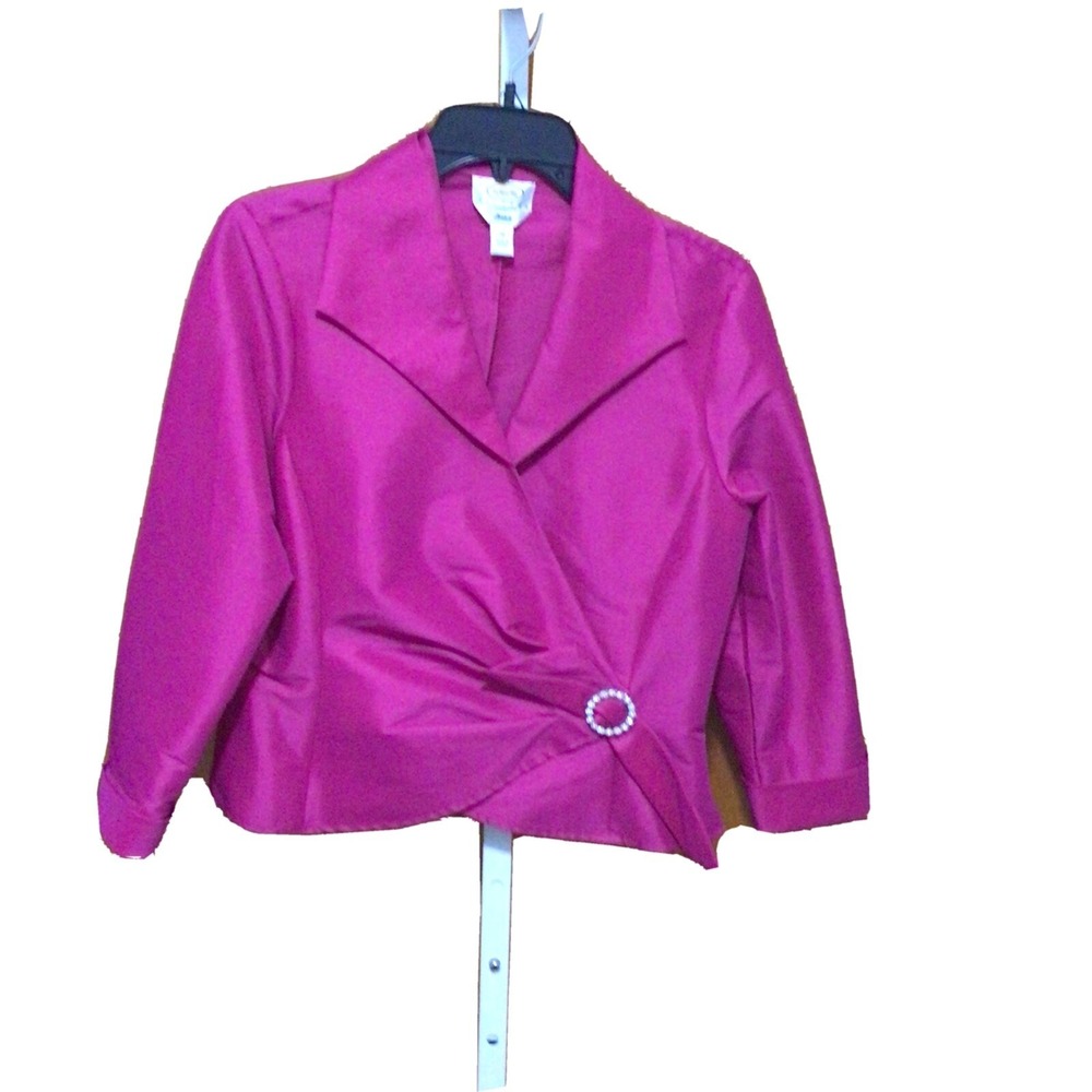 TALBOTS - Women's Pink Taffeta Stretch Jacket Blazer Top- SIZE 12 Petites